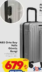 LUXİN ABS ORTA BOY VALİZ GÜMÜŞ RENGİ